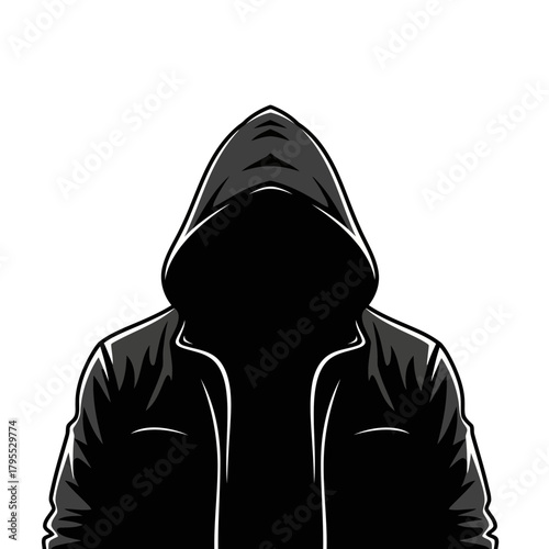 Silhouette of a person wearing a hood, representing anonymity, mystery, or a hacker
