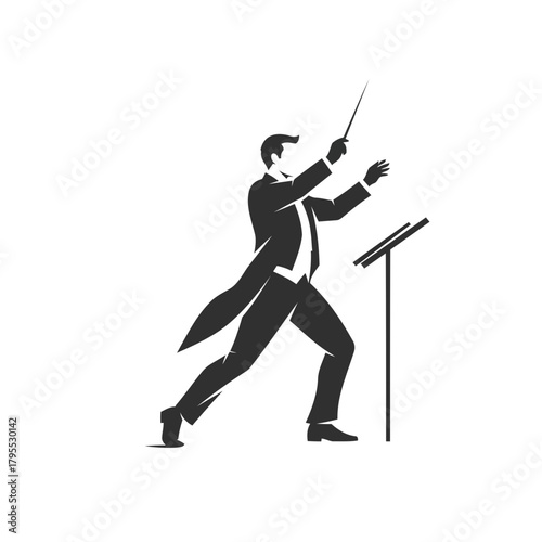 Conductor leading orchestra icon
