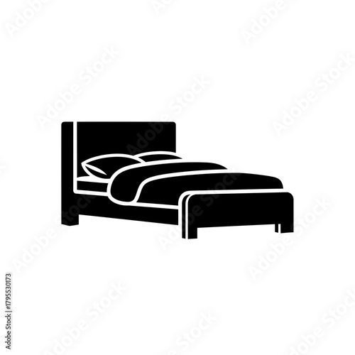 Bed with pillow and blanket