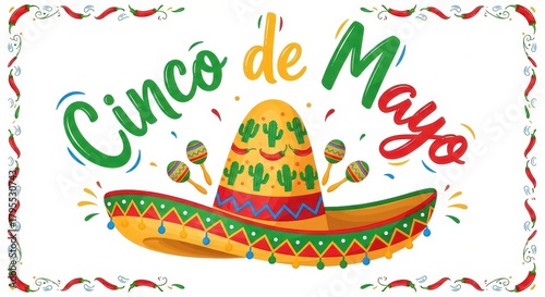 Cinco de Mayo Celebration with Sombrero. Ai generation