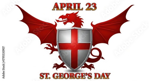 St. George's Day Dragon and Shield. Ai generation