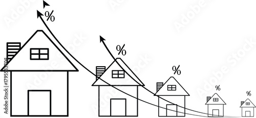 Decreasing House Sizes with Percentage Arrows home