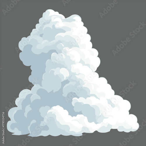 Smoke Cloud Illustration – Billowing White Steam, Atmospheric Effect on Dark Background