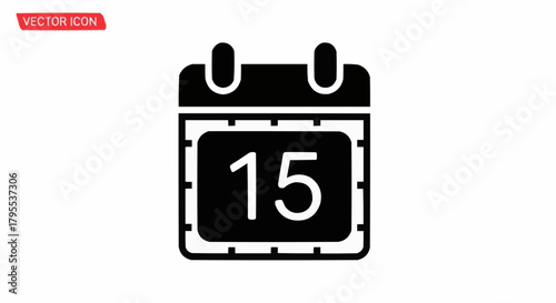Black and white calendar icon showing the fifteenth day of the month appointment reminder date marked 100