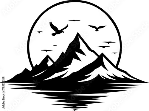 Mountain Landscape Silhouette Logo Design