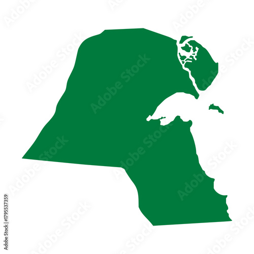 Kuwait green map. Kuwait map vector. Kuwait map on white background