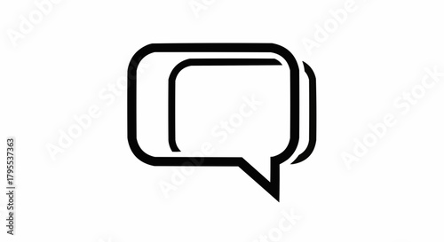 Illustration of overlapping speech bubbles with rounded corners and a pointed tail design element
