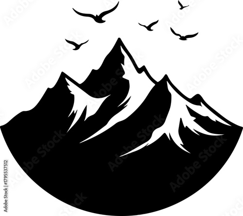 Mountain Landscape Silhouette Logo Design