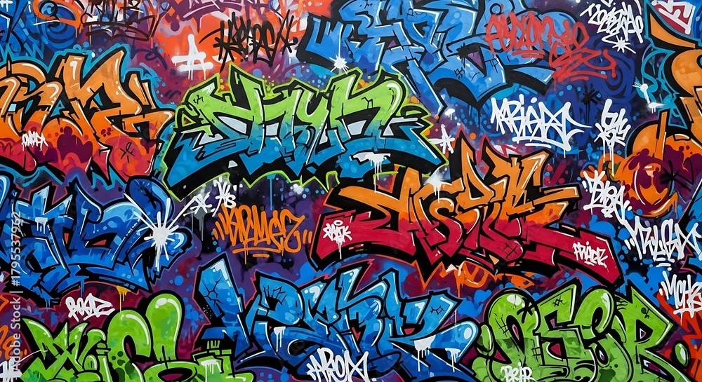 Fototapeta premium Vibrant Graffiti Art - A Colorful Urban Expression of Creativity.