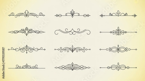 Collection of elegant vintage decorative borders and dividers