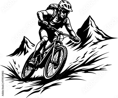 Mountain Trail Rider Silhouette Vector