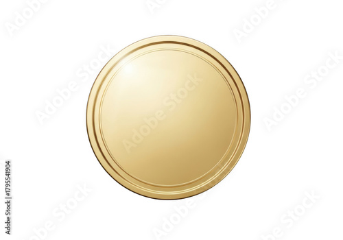A blank golden coin isolated on transparent background