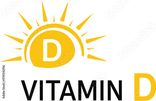 Symbol of vitamin D with a radiant sun, promoting health and wellness