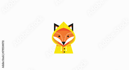 Charming Stylized Fox Character Wearing Yellow Raincoat Illustration