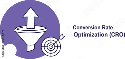 Illustration of conversion rate optimization with a funnel and target.