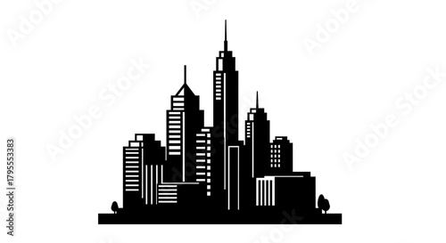 Cityscape Silhouette Black and White