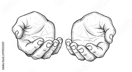 Two Hands Reaching Out Sketch