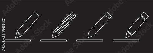 Edit text isolated icon, draw line pencil linear icon, editing content outline vector icon with editable stroke.