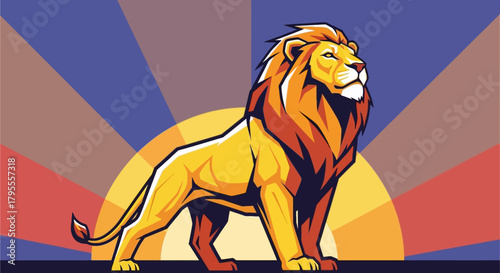 Cartoon vector illustration of a wild feline lion head mascot drawing silhouette