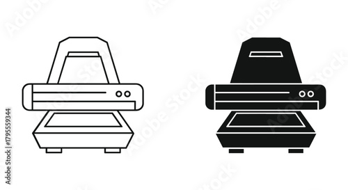 Document scanner line and glyph icon set, office equipment for digital data
