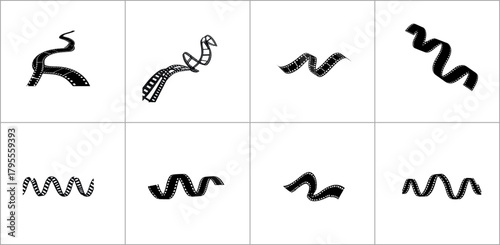 Set of black brush stroke design elements