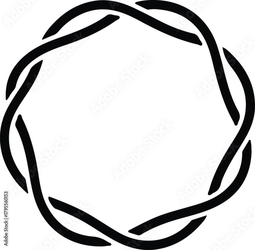 Illustrator interwoven curved lines forming a circular frame Silhouette vector