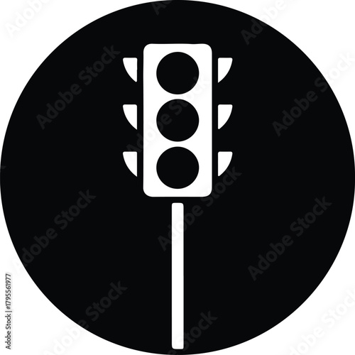 Illustrator Simple traffic light icon inside circle Silhouette vector