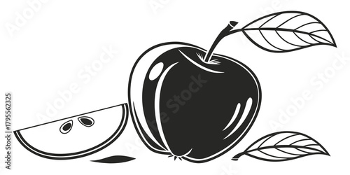 vector illustration of an apple with a slice