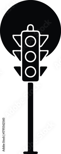 Illustrator Traffic light black and white stoplight Silhouette vector