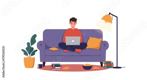 Person working on laptop at home