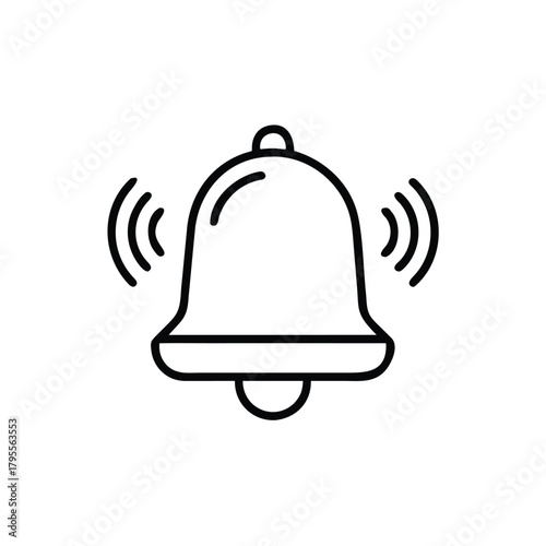 Notification Bell Outline Ringing Line Icon