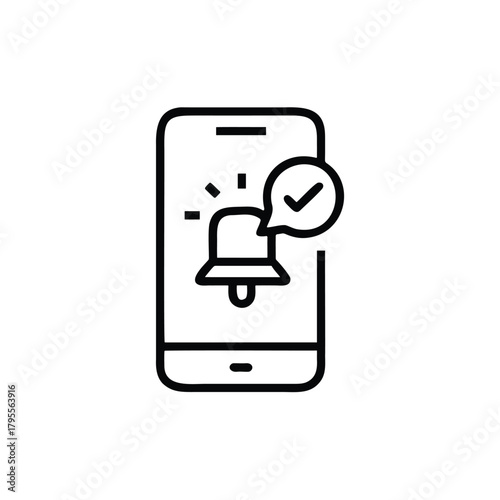 Push Notification Popup Mobile Alert Line Icon