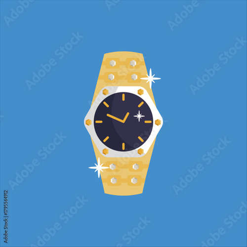 New golden clock icon illustration