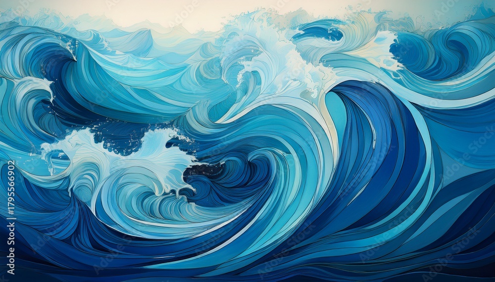 Fototapeta premium abstract blue ocean waves