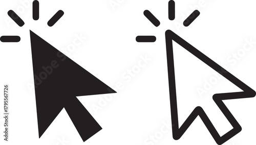 Mouse Click Cursor Icons: Web Pointer, Tap, Action, and Interface Symbol