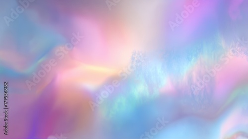 Soft iridescent neon cloud gradients create a dreamy holographic atmosphere for modern design.