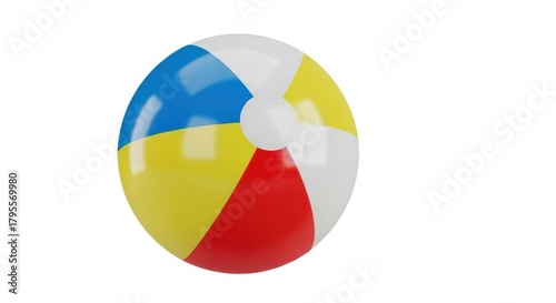 A colorful beach ball with red, yellow, blue, and white panels, isolated on a white background, perfect for summer and vacation themes Free Download A colorful beach ball with red, yellow, blue, and white panels, isolated on a white background, perfect for summer and vacation themes - GFXLoad