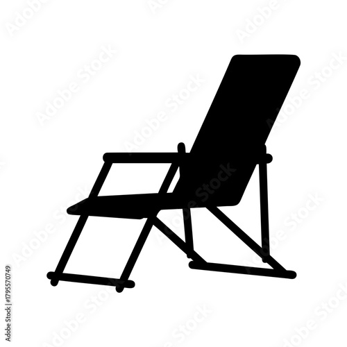 Black silhouette of a relaxing lounge chair or deck chair Vector, illustration