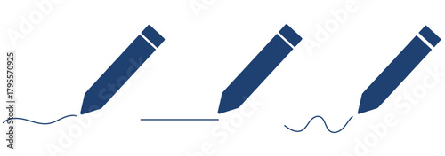 Set of edit text icon with pencil vector illustration. Write message, letter. Simple pencil drawing a line showing creativity and art.