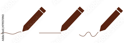 Set of edit text icon with pencil vector illustration. Write message, letter. Simple pencil drawing a line showing creativity and art.