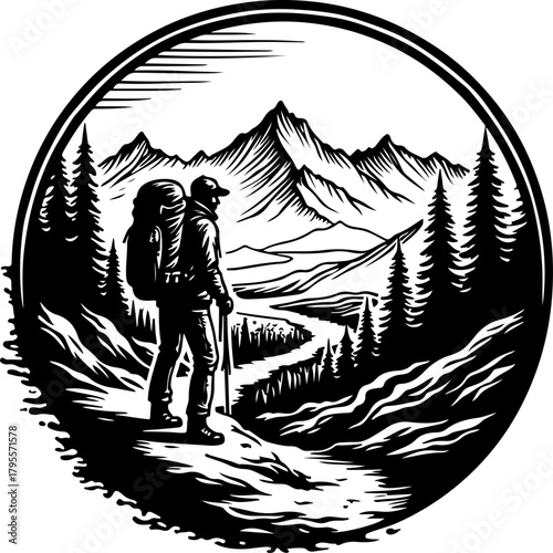 Lone Wanderer in the Mountain Trail