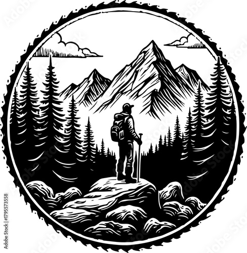 Lone Trekker in the Mountains