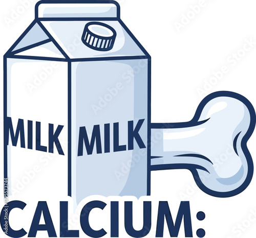 Healthy carton of milk with a bone, symbolizing calcium benefits for strong bones.