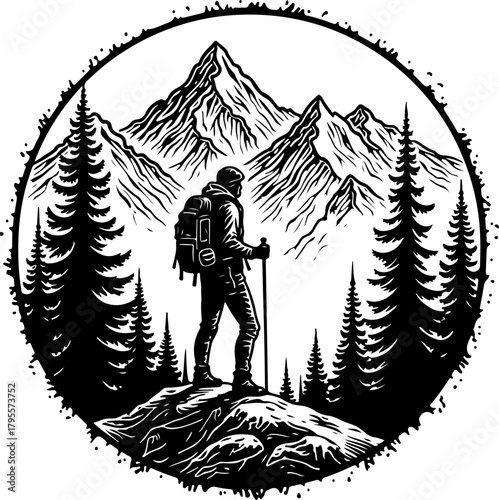 Lone Trekker in the Mountains