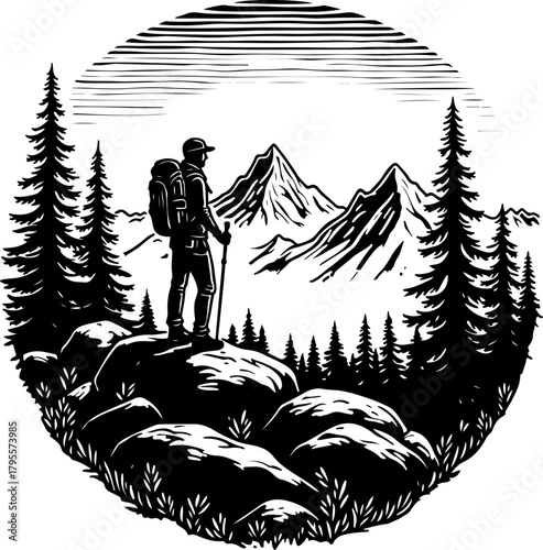 Lone Trekker in the Mountains