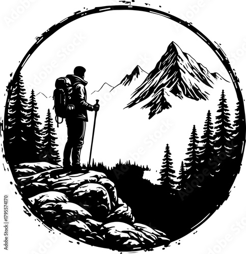 Lone Trekker in the Mountains