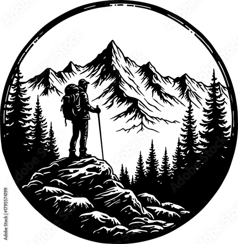 Lone Trekker in the Mountains