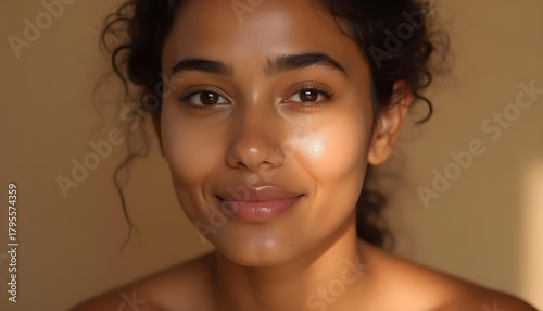 indian asian model hair care skin care concept