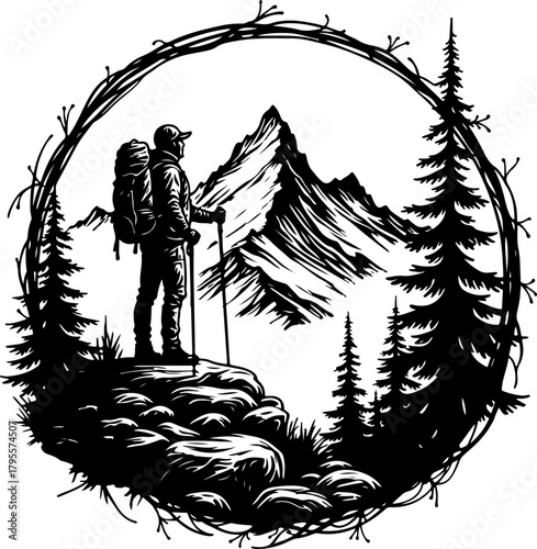 Lone Trekker in the Mountains