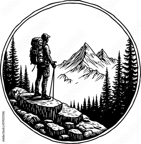 Lone Trekker in the Mountains